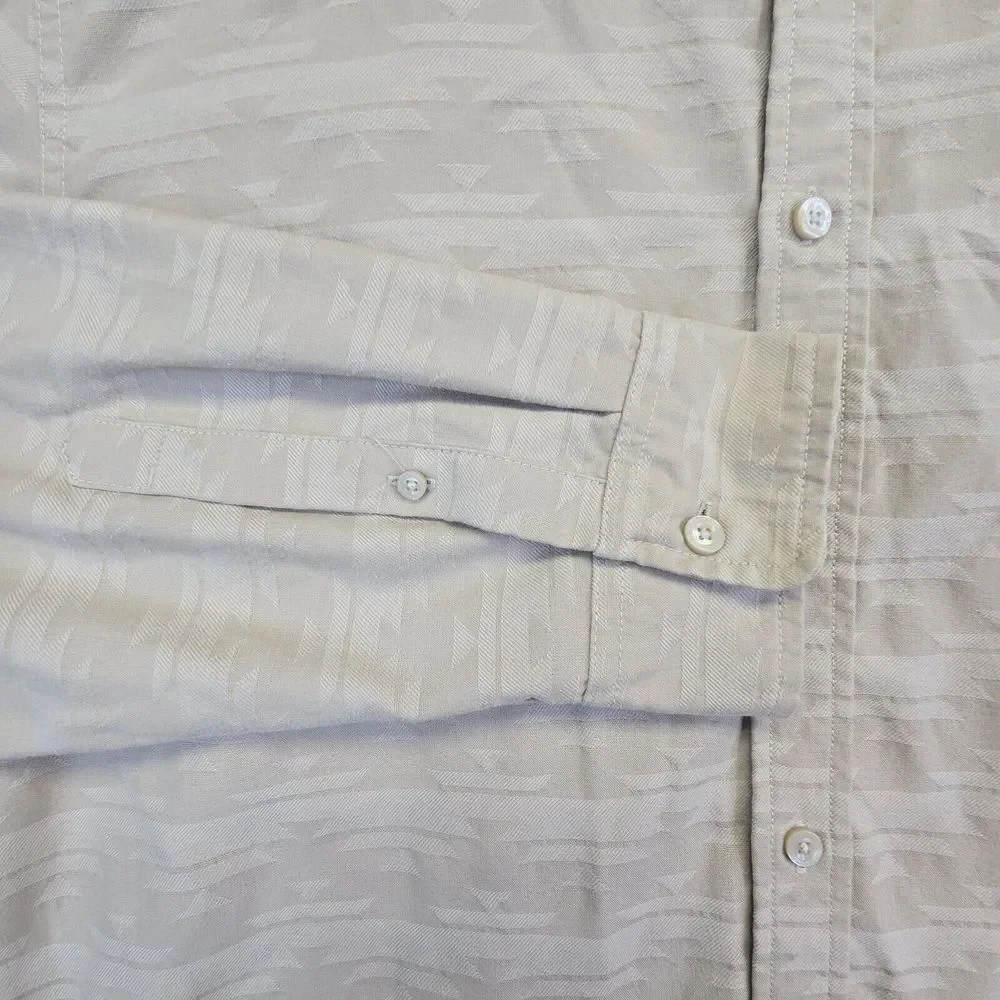 Vintage The North Face Shirt Men XL Beige Jacquard Aztec Grunge Classic Work 90s